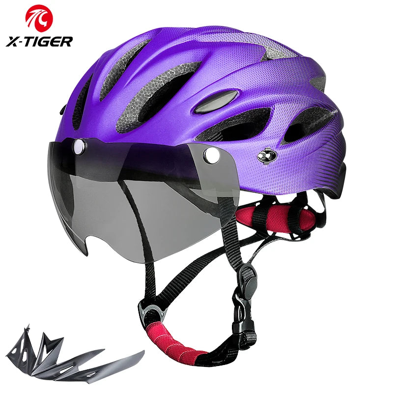 Ultra Lightweight Cycling Helmet With Magnetic Goggles And LED Rear Light