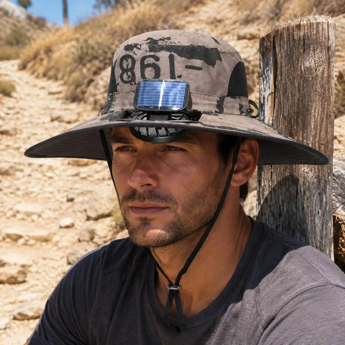 Wide Brim Solar Fan Sun Hat With Dual Fans