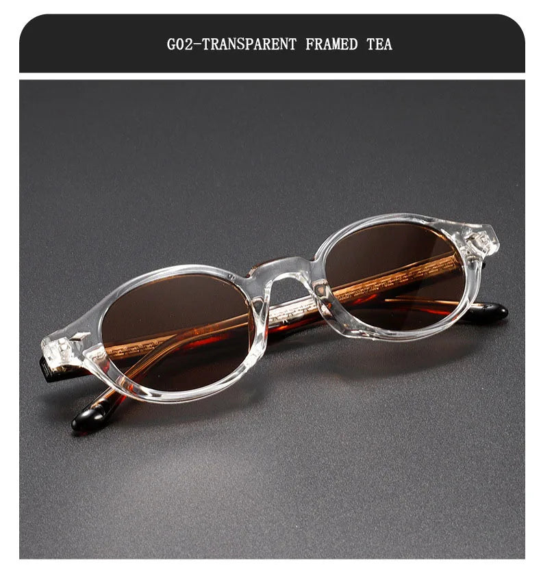 Vintage Oval Acetate Sunglasses With UV400 Protection