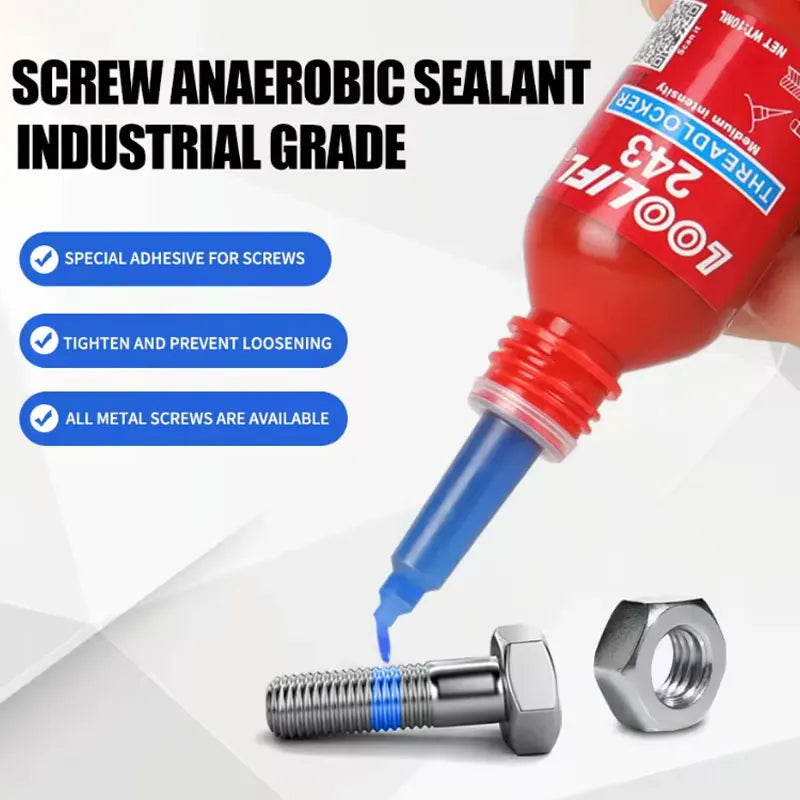 243 15ml, fast drying strong thread locking adhesive, high temperature anaerobic adhesive, suitable for automotive, machinery, steel frame locking, factory direct sales