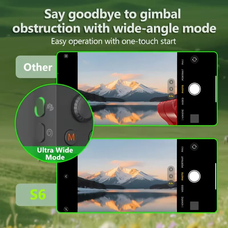 S6 3-Axis Gimbal Gesture control & fill light for smooth vlogs, streams & selfies. Compact & durable, perfect for creator