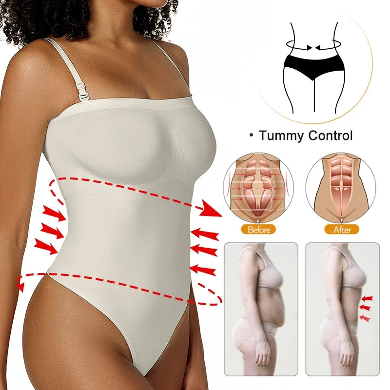 Women Tummy Control Thong Bodysuit – Slimming Compression Shapewear