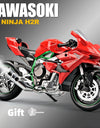 1:9 Kawasaki H2R With Spray Alloy Die Cast Motorcycle Model Toy Vehicle Collection Sound and Light Off Road Autocycle Toys Car