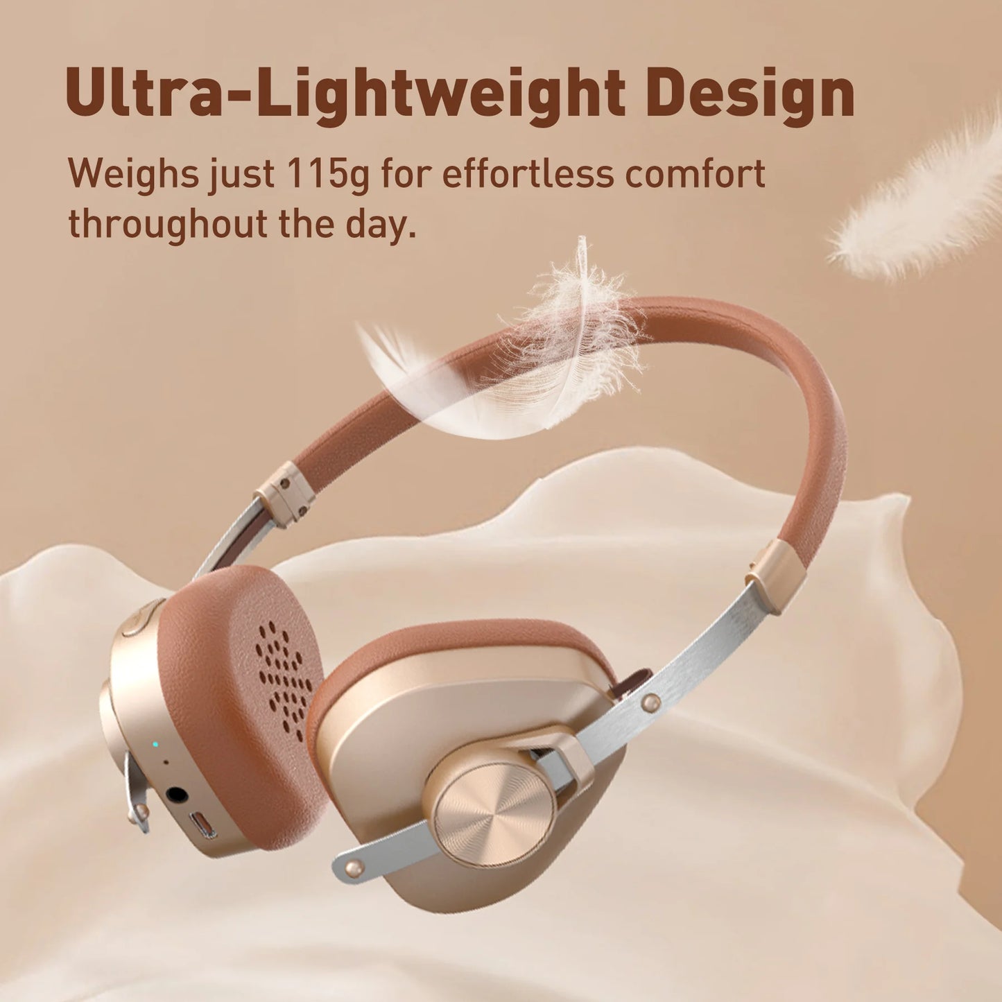 F4 Retro Wireless Bluetooth Headphones Hi-Res Audio On Ear Bluetooth 5.4 Headset With Microphone Metal HiFi Headphones