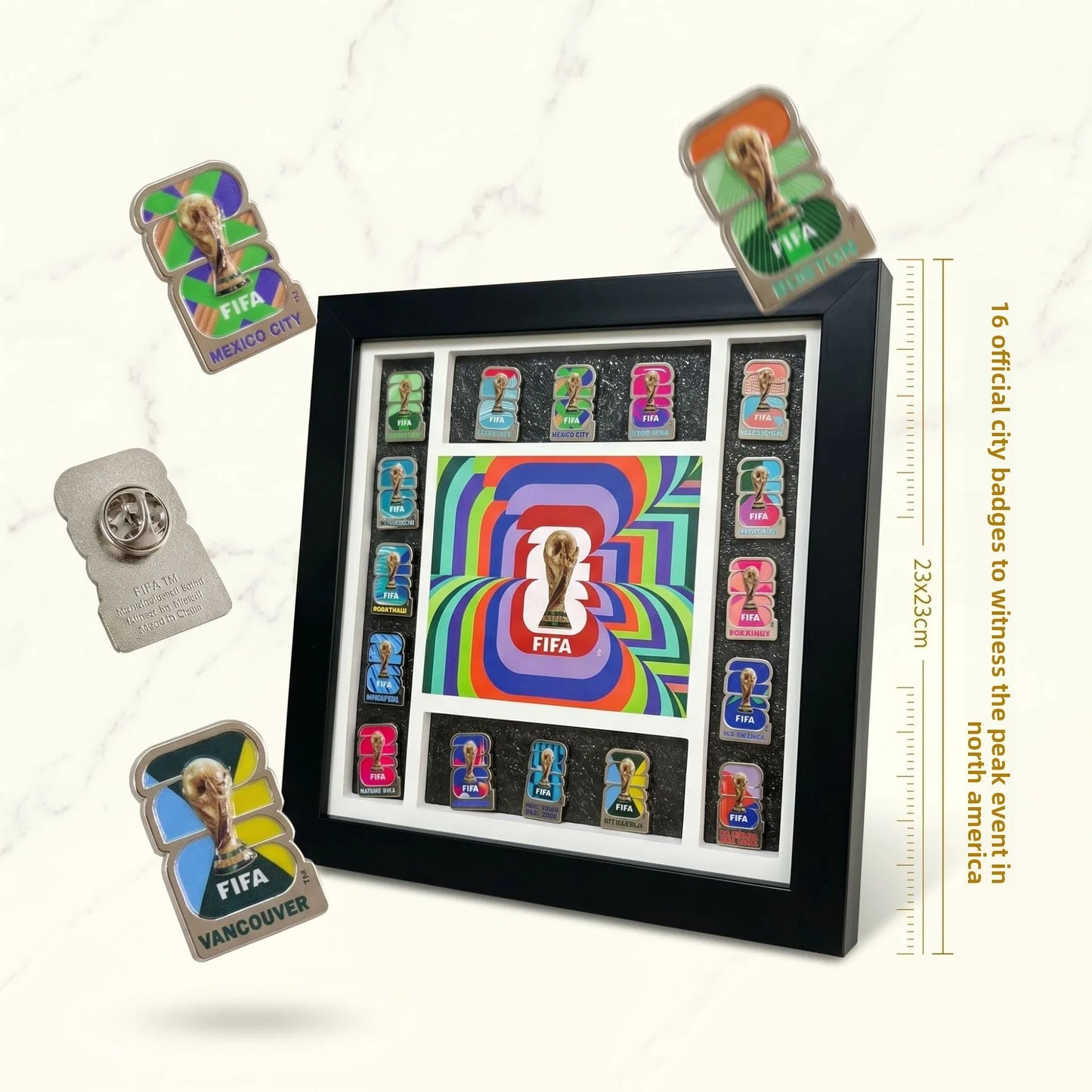 2026 Football Badge Collection Display Frame Soccer Fan Memorabilia Decor