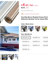 One Way Mirror Window Privacy Film Daytime Anti UV Sun Blocking Heat Control Reflective Window Tint for Home Office Living Room