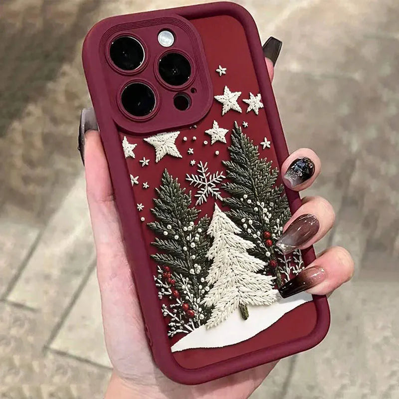 Winter Christmas Tree Design Pattern Phone Case For iPhone 17 16 Pro Max Air 15 14 16e Cover