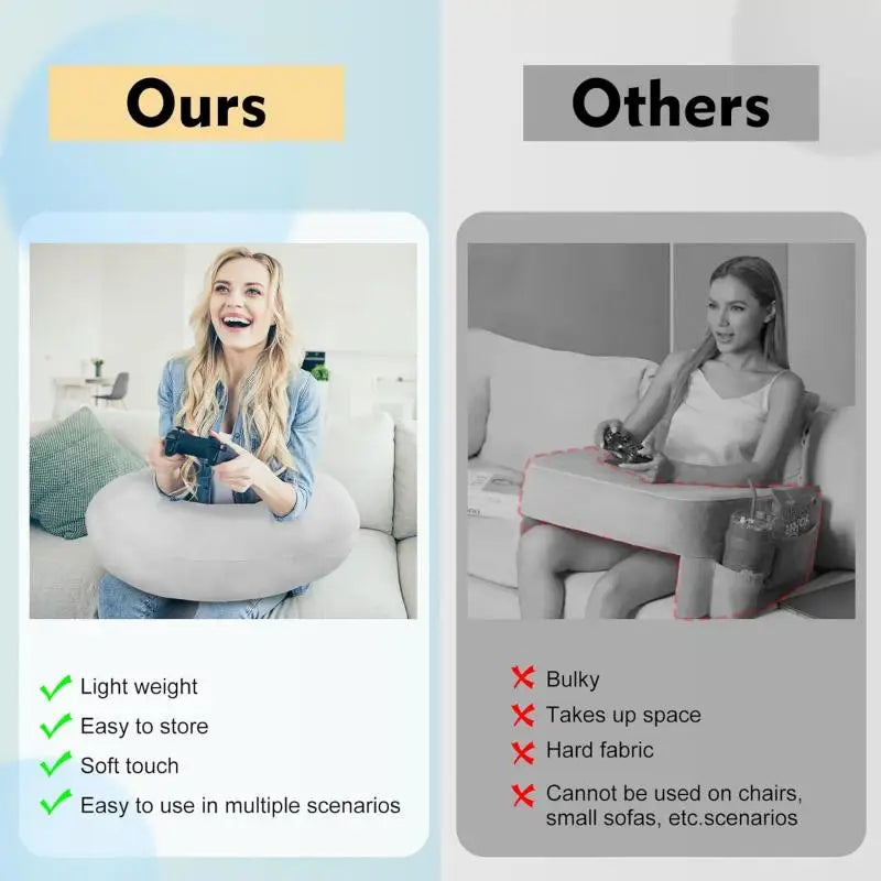 Ergonomic U-Shaped Gaming Pillow with Adjustable Arm Rest Support for Adults lap Cushion Reading Comfort Portable Design