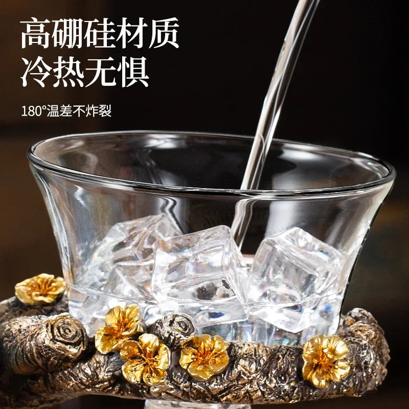 Glass Kung Fu Tea Set with Magnetic Suction Teapot and Tea Cups 900ml