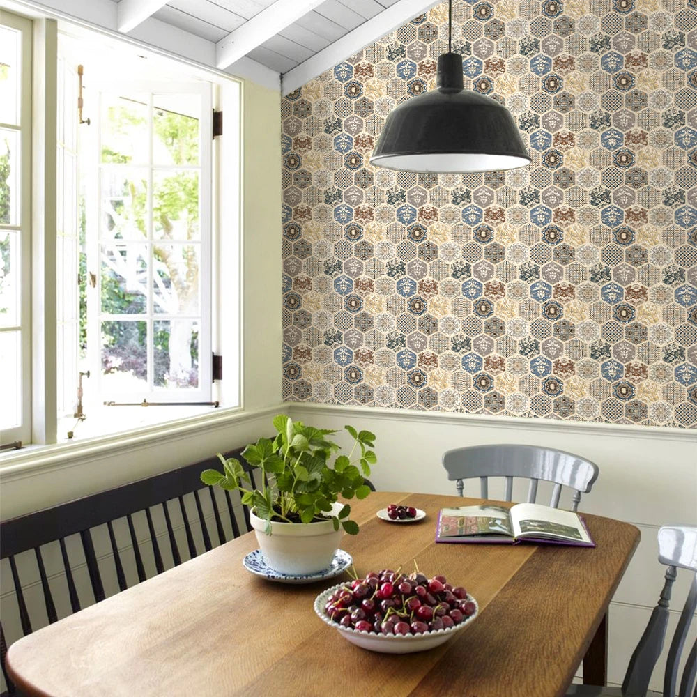 3D Wall Sticker Self-adhesive Boho Wall Panel Peel and Stick Tile Backsplash for Kitchen Bathroom Living Room Waterproof