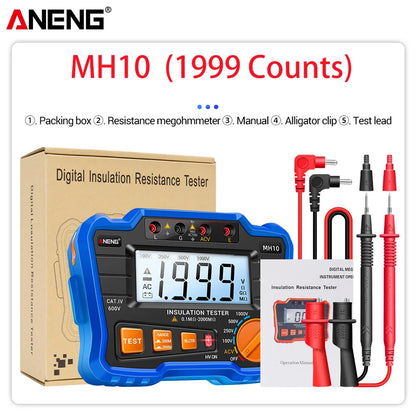 HD Digital Insulation Resistance Gauge Ohmer Testers 1000V Megometer Megohmmeter Ohm Test Auto Range Backlight Meters