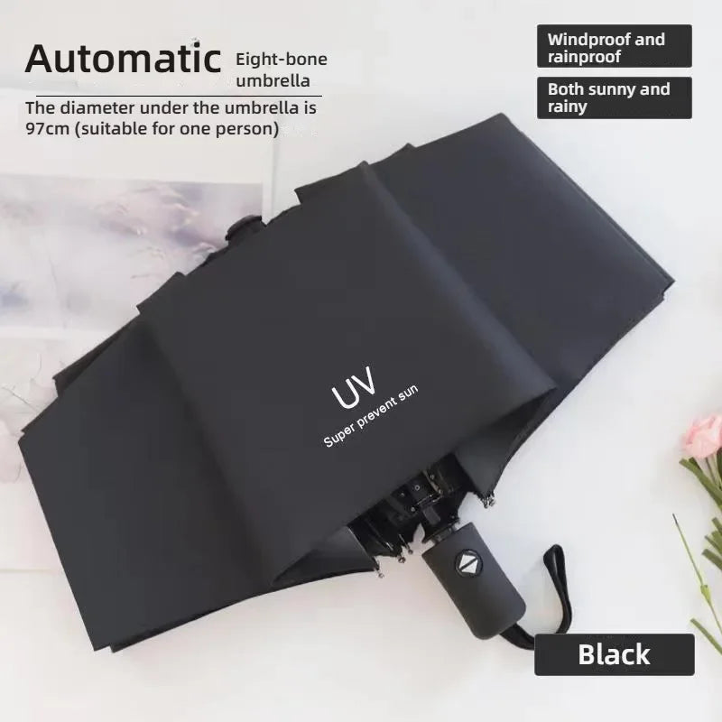 Fully Automatic Folding Umbrella Travel Camping Sun Rain Protection UV Blocking Compact Outdoor Umbrella