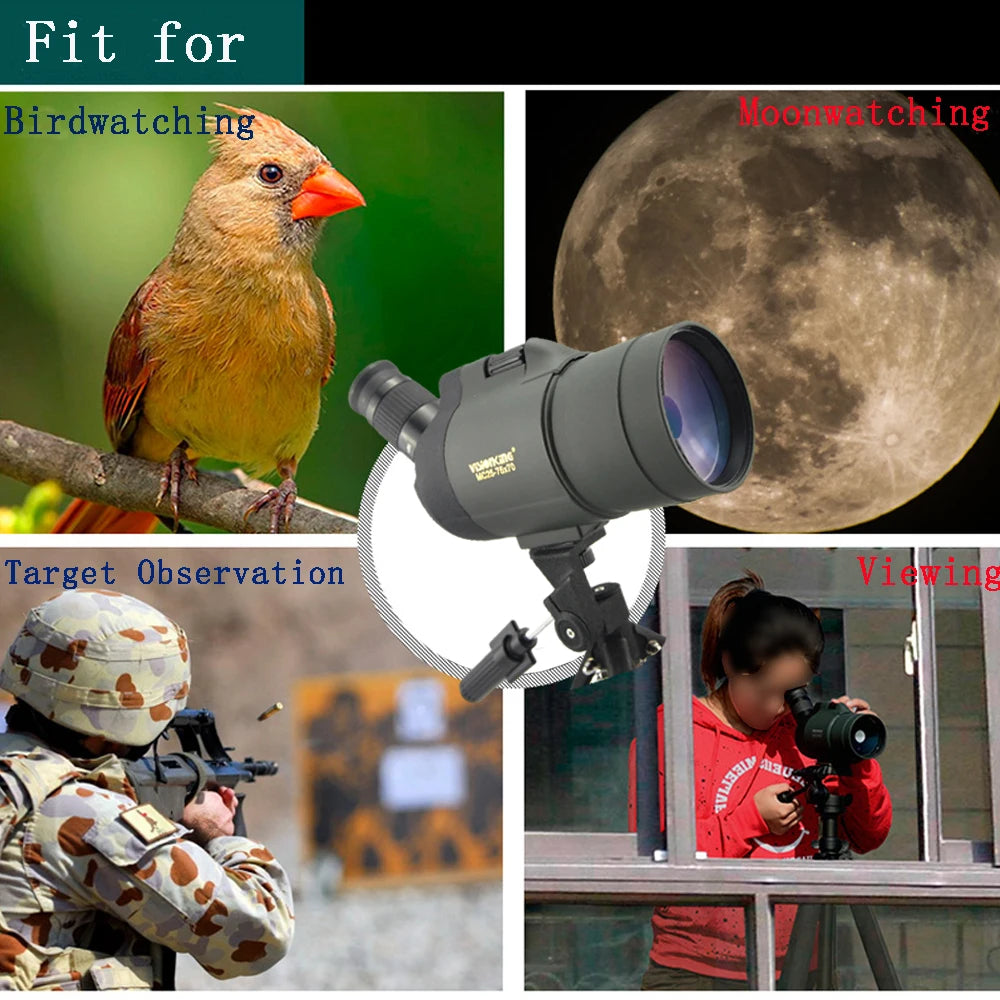 25-75x70 Spotting Scope Powerful FMC BAK4 Zoom Portable Monocular Telescope Birdwatching Moonwatching With Tripod
