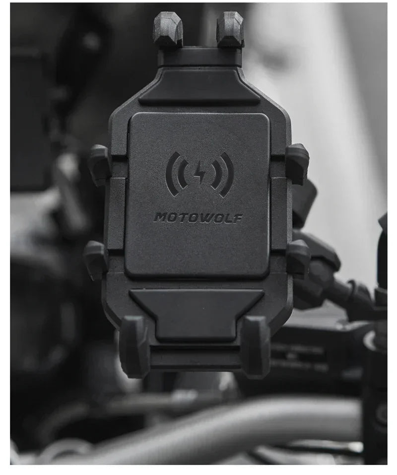 Anti-Thief Motorcycle Bike Mobile Phone Holder Fast 15W Wireless Charging Charger Cycling Mirror Stand Handlebar Mount