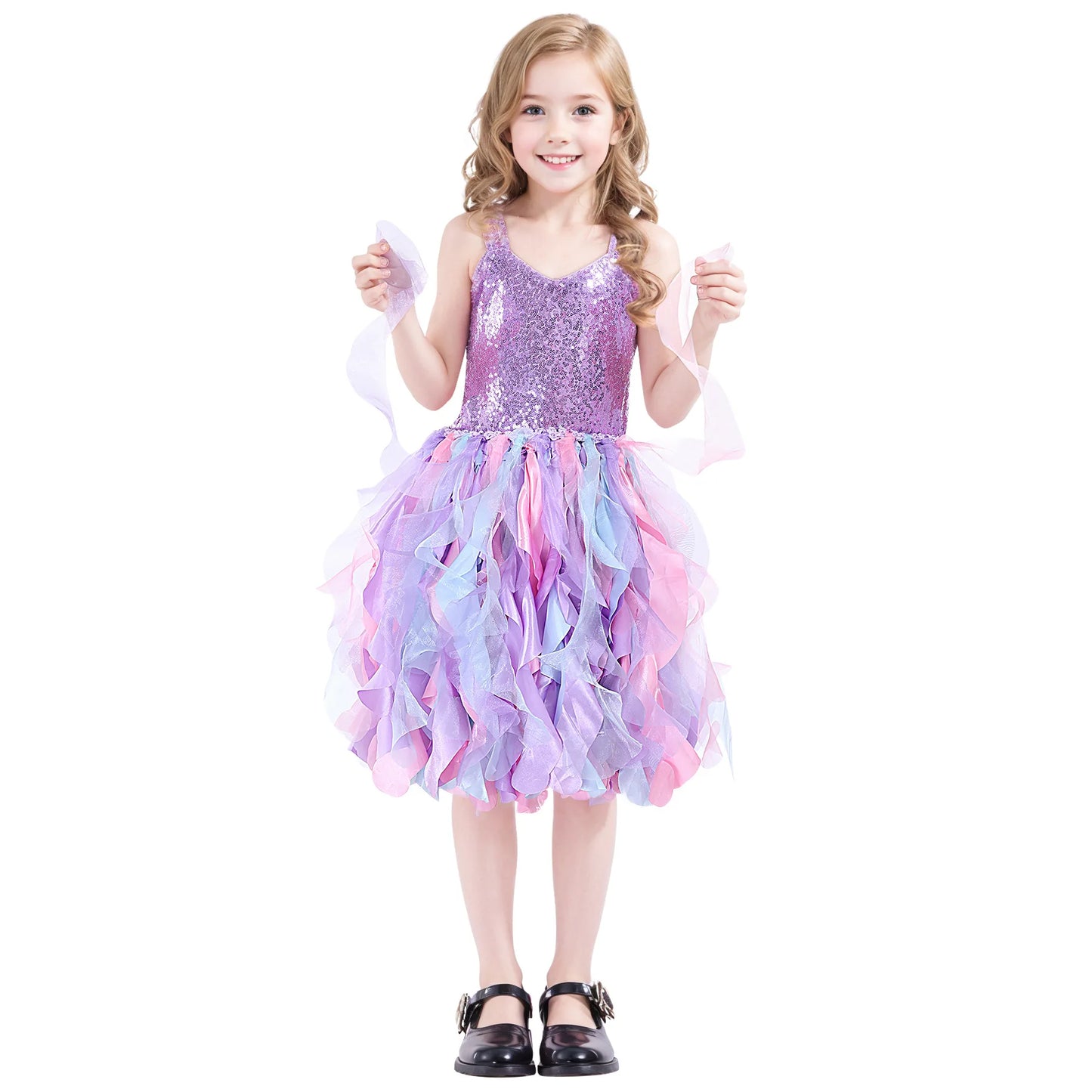 Sequin Pageant Dress with Spiral Hem Birthday Party Gown