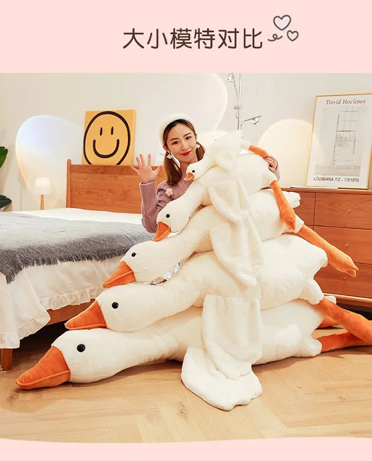 50-160cm Big White Goose Plush Toy Giant Duck Doll Soft Stuffed Animal Goose Sleeping Pillow Sofa Cushion Birthday Gift for Kids