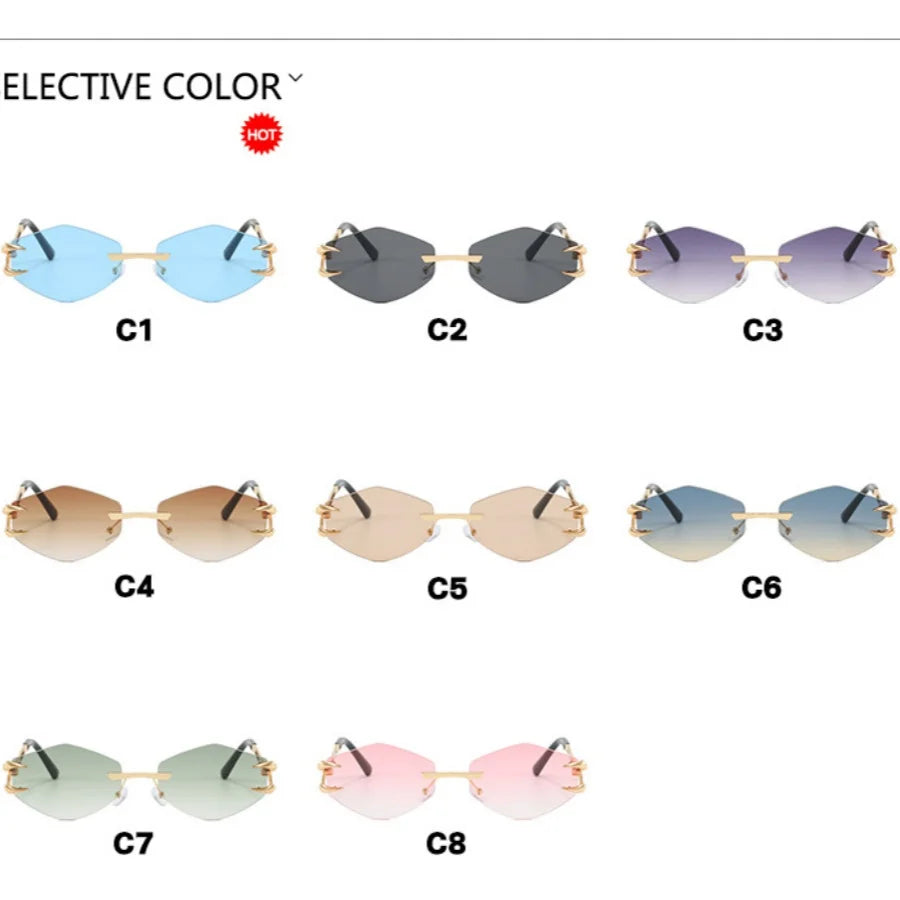 Sunglasses Personalized Frameless Glasses Polygonal Sun Glasses Casual Hip-Hop Trendy Outdoors Eyeglasses Men UV400