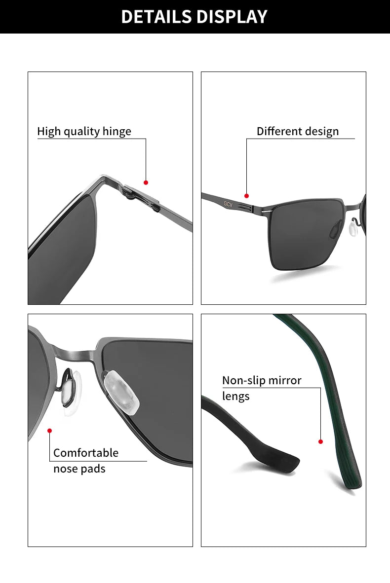 Aluminum Magnesium Polarized UV400 Rectangle Business Driving Sunglasses for Men Mirror Eyewear