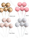 1 Set Pink Bear Cake Toppers Boho Rainbow Nude  Pink Balls Cake Decorations for Birthday Baptism  Shower Party Favor