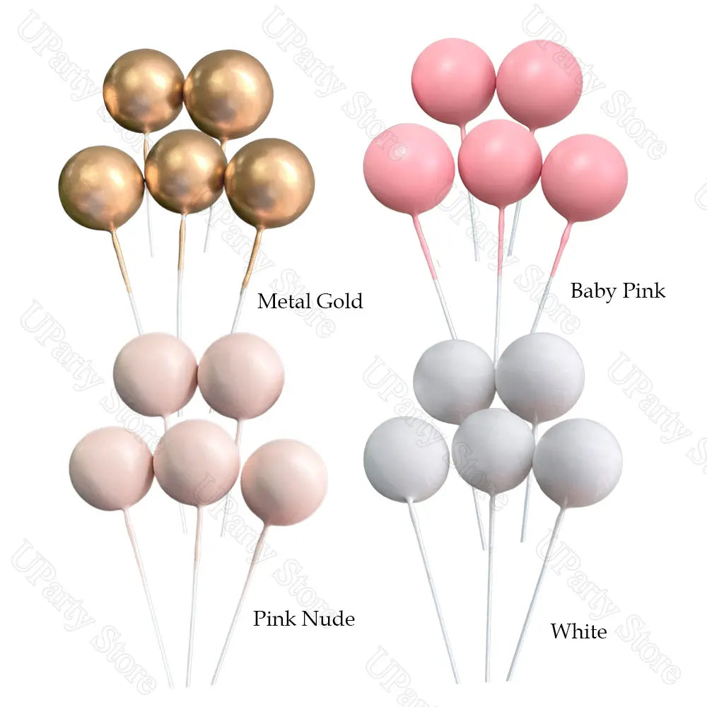 1 Set Pink Bear Cake Toppers Boho Rainbow Nude  Pink Balls Cake Decorations for Birthday Baptism  Shower Party Favor