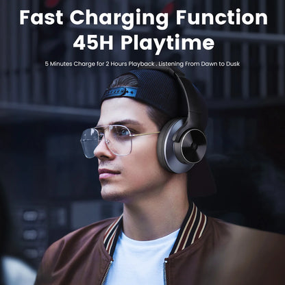 Focus ANC Wireless Bluetooth Headphones Hi-Res Audio Hybrid Active Noise Cancelling Headset With Mic Type C Fast Charge