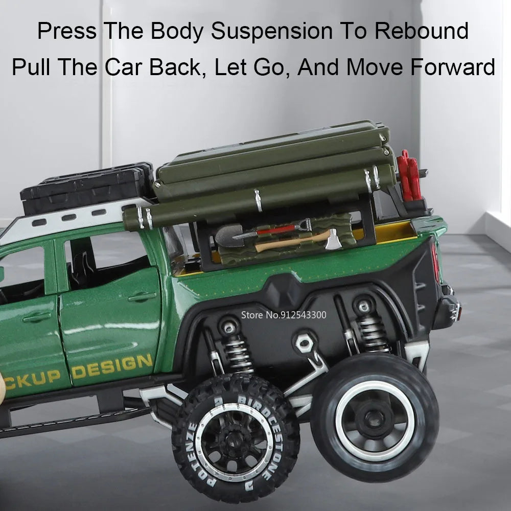 1:28 Scale X-Class 6x6 UNIMOG Motorhome Camping Car Model Toy Shock Absorption Sound Light Pull Back Off-road Vehicles Boys Gift