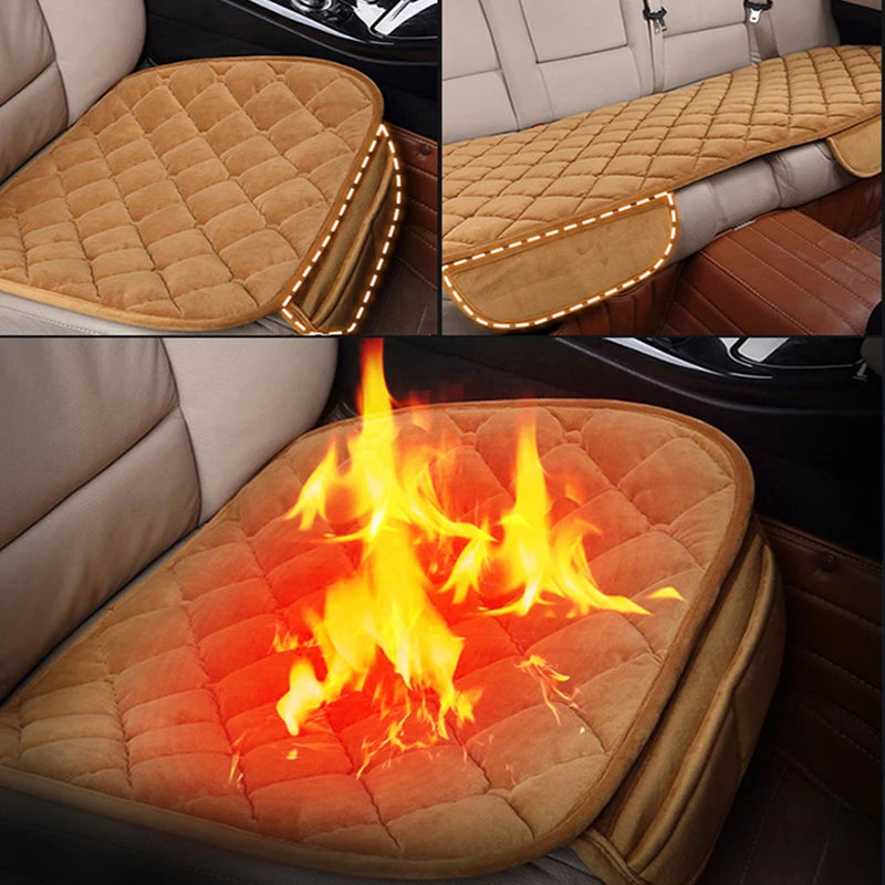 Plush Winter Car Seat Cover Warm Flocking Cloth Seat Cushion