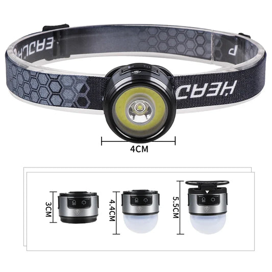 XPG + COB Multifunction Headlamp Rechargeable Magnetic Clip Light Camping Work Torch with Red Light