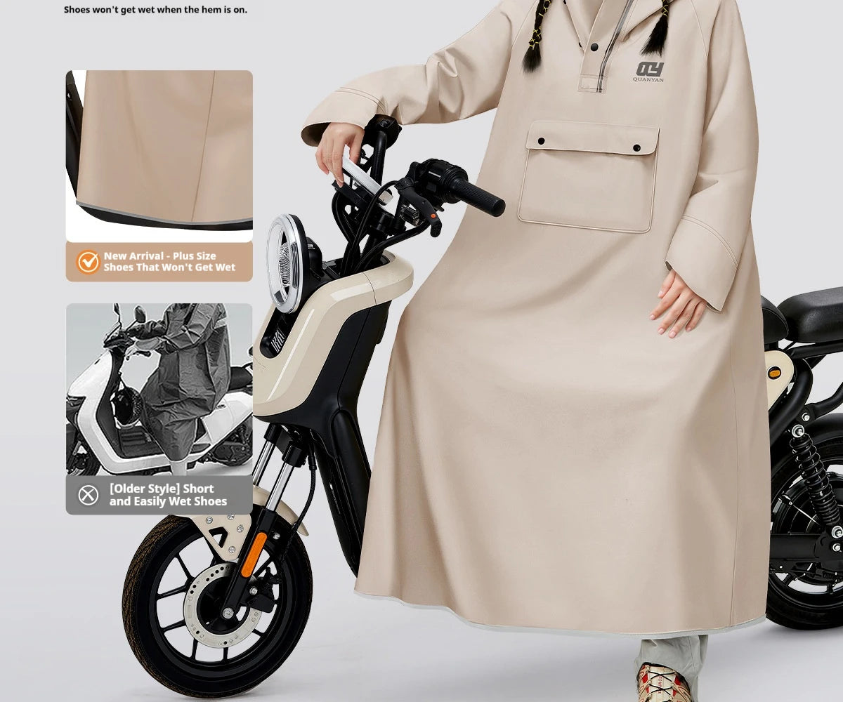 Full Length Waterproof Motorcycle Raincoat with Shoe Covers