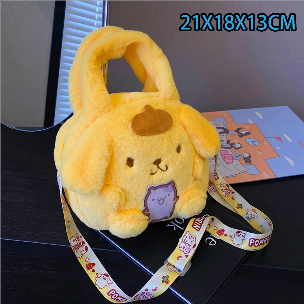 Sanrio Cartoon Plush Shoulder Bags Hello Kitty Kuromi Melody Cute Crossbody Bag Anime Children Handbag