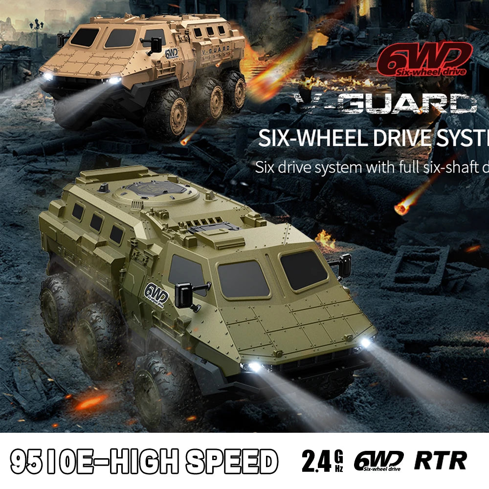 6WD Armored RC Car Simulation Military Transport Truck 360° Stunt High-speed Climbing 2.4G Remote Control Model Boy Toy