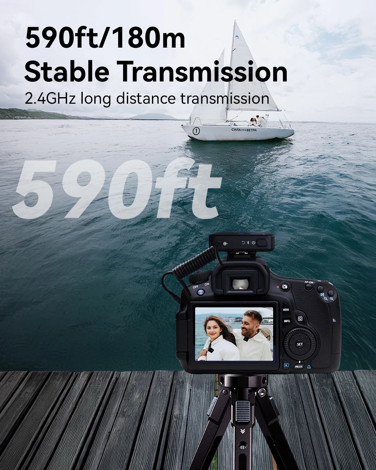 V3 Wireless Microphone Lavalier 180m Range Noise Cancellation Mini Mic for iPhone Camera 20H Battery for Photography Vlog