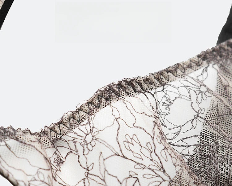 Womens French Lace Underwire Push Up Bra and Brief Set