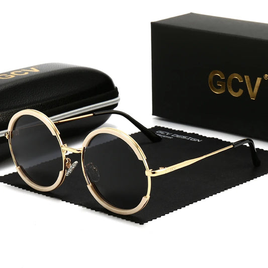 Round Frame Punk Style Polarized Sunglasses Metal Frame UV400 Unisex Fashion Eyewear