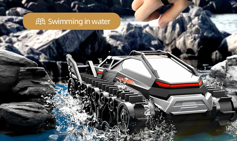 Rc Cars Tank Waterproof Amphibious Water Land All Terrain Tracked Tank Remote Control Crawler Vehicle Outdoor Cars Toy for Boys
