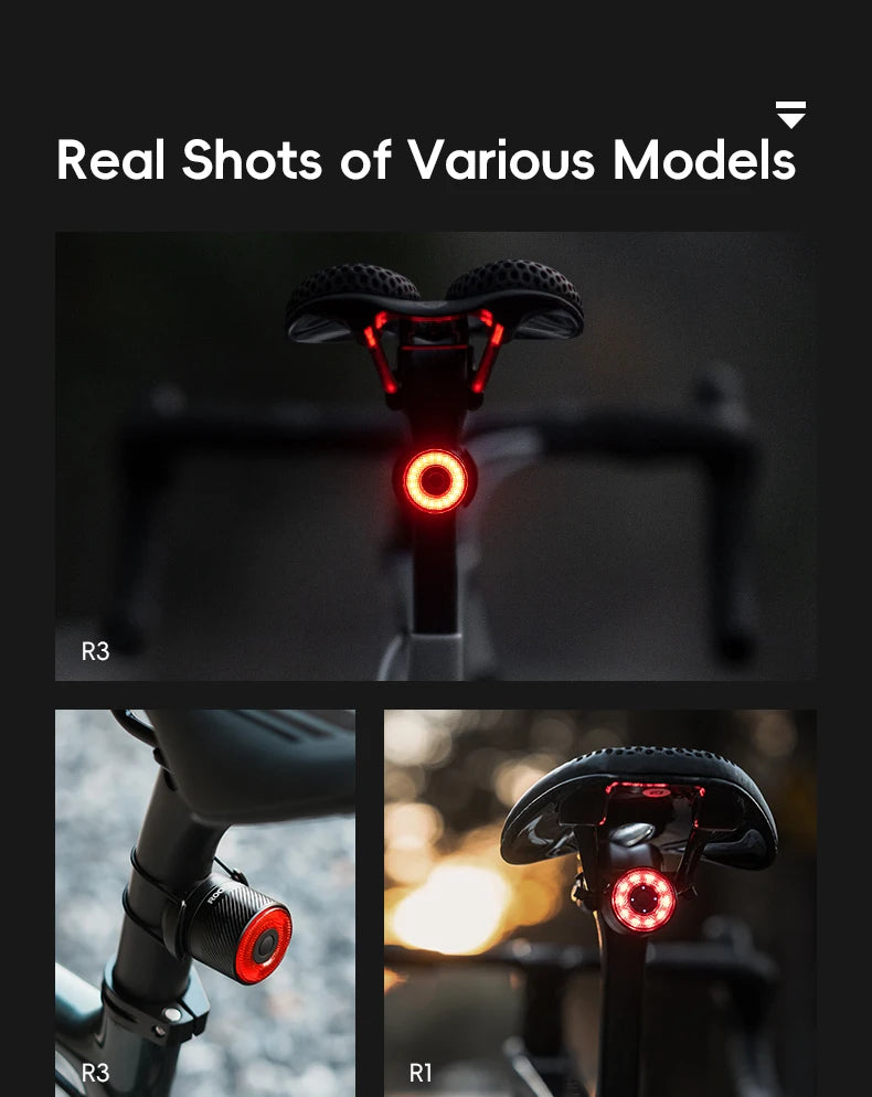 Smart Brake Sensing Bike Taillight IPX6 Waterproof Type-C Synchronized Bicycle Rear Light MTB Road Cycling Tail Light
