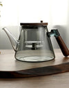 Easy One Click Tea Separation Filtration Glass Teapots With Wood Handle 850ml Tea Water Separation Tea Pot With Infuser Filter