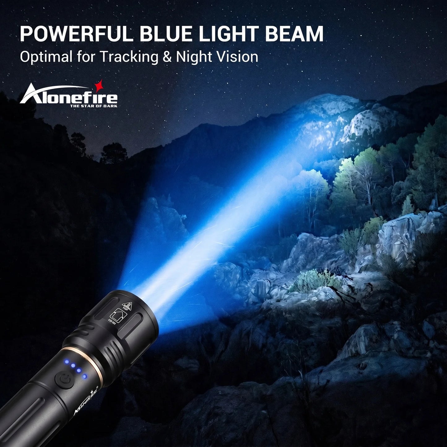Zoom Blue Light Rechargeable LED Flashlight
