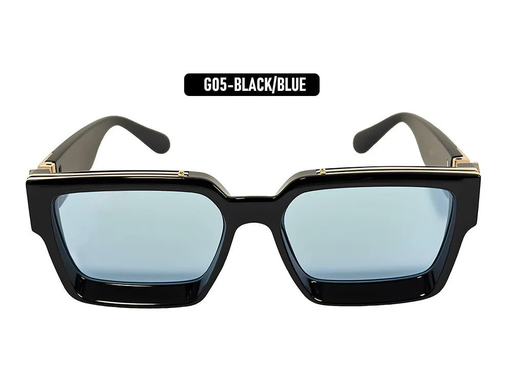 Vintage Square Thick Frame Sunglasses With UV400 Protection