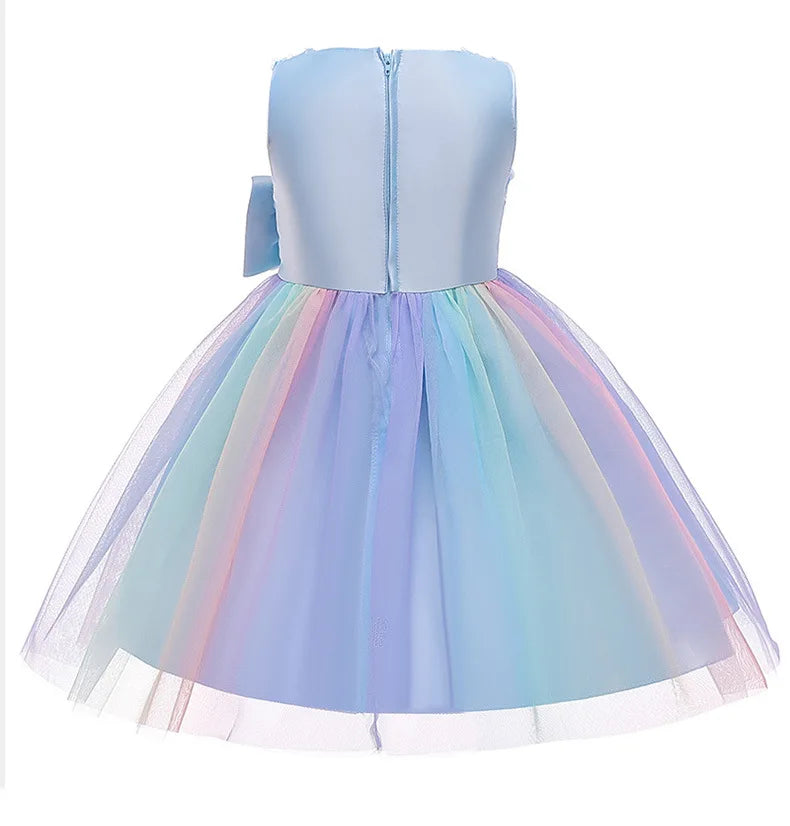 Princess Girl Dress Wedding Birthday Party Frocks for Children Costume With Bow Prom Ball Gown Elegant Party Dress For Girls