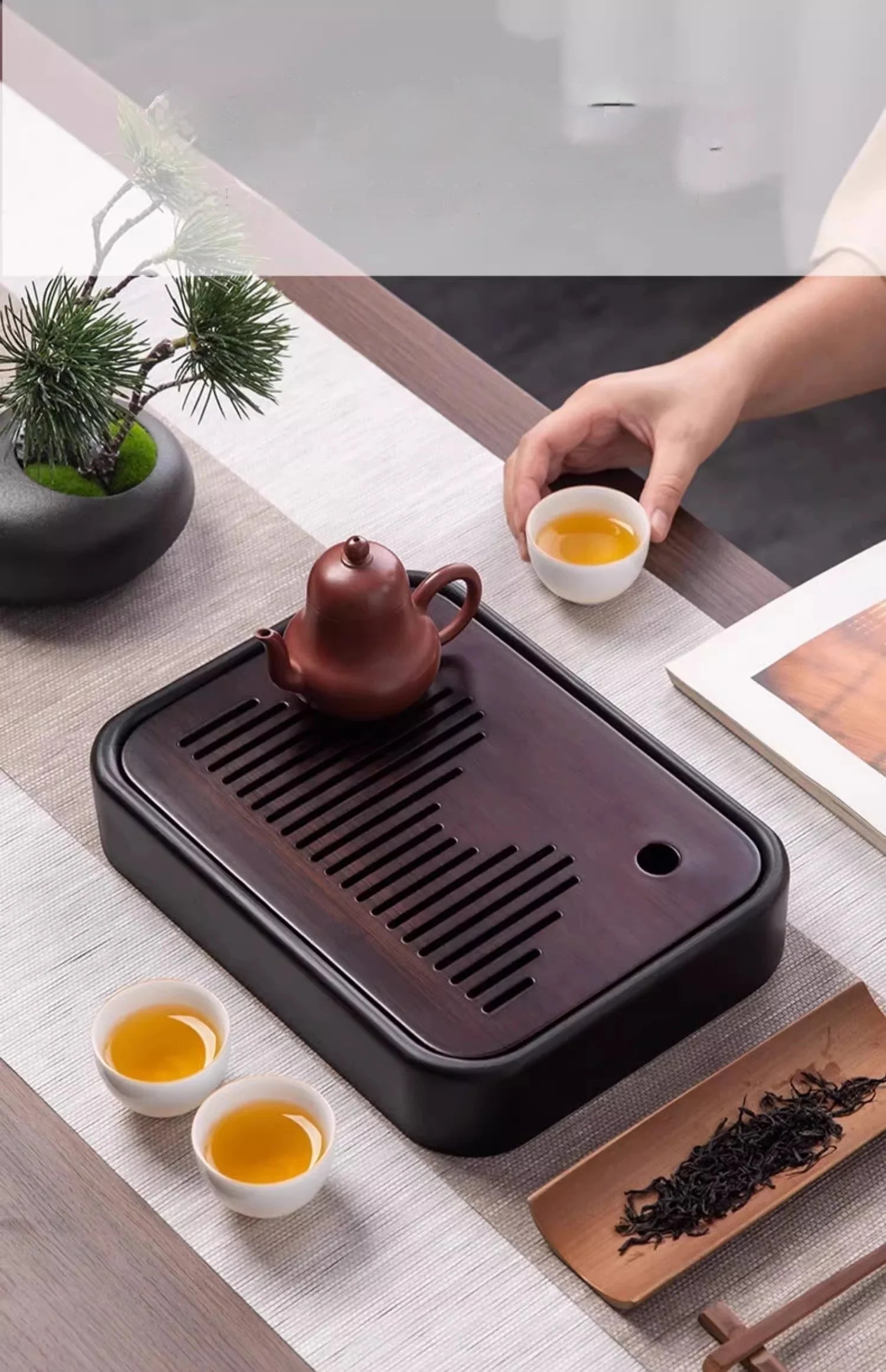 Kitchen Tea Tray Portable Dishes For Tea Bamboo Rectangle Storage Of Water Woodentray For Chinese Style Chaban Tea Table
