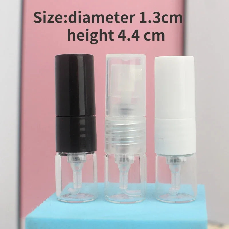20/50/100pcs 1ML Portable Glass Perfume Spray Refillable Bottle Direct Pumping Sample Dispenser Fine Spray Press Empty Bottles