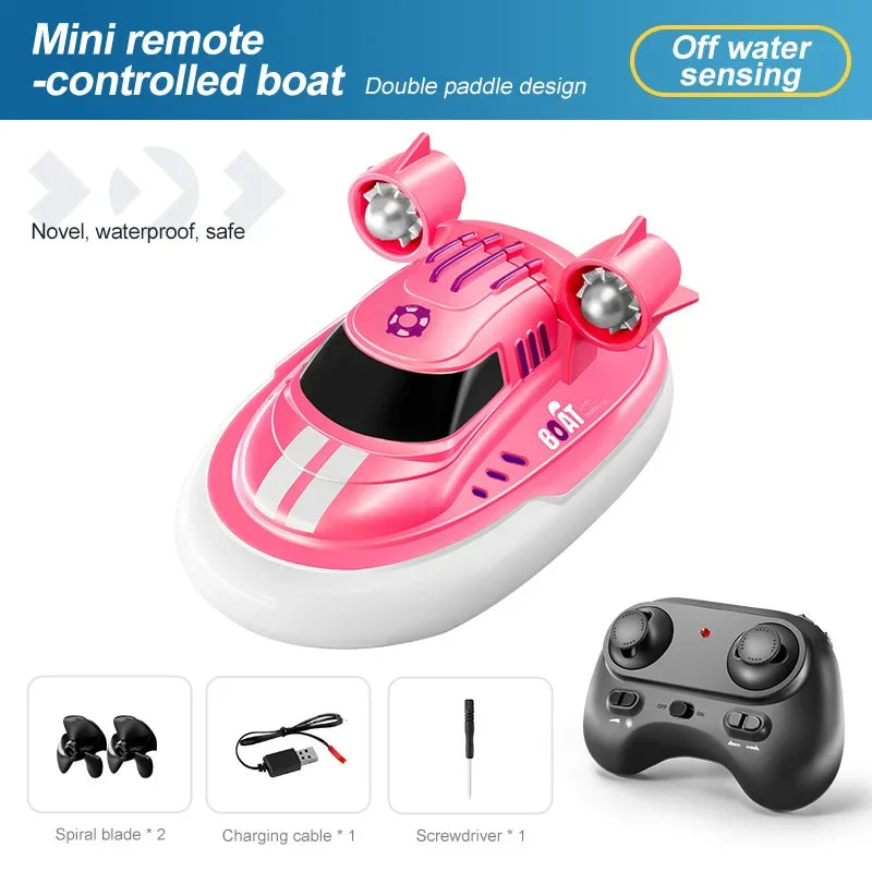 Mini Rc Boat 1/32 Radio Remote Controlled High Speed Ship with Led Light Palm Boat Summer Water Toy Pool Toys Models Gifts