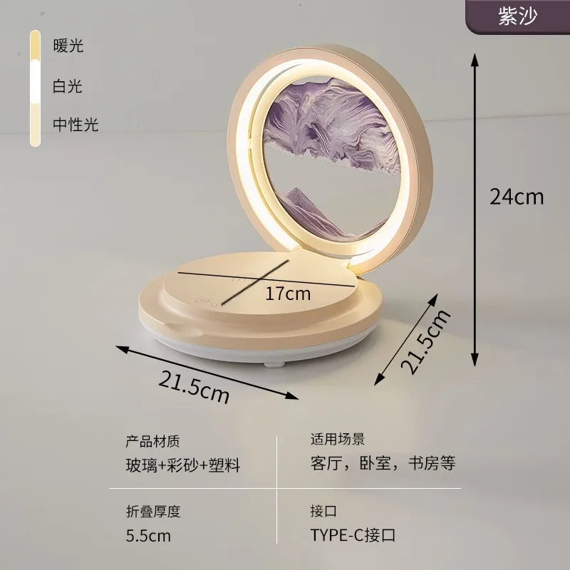 three in one folding sand painting bedside table lamp multifunctional wireles charging Bluetooth sound system music