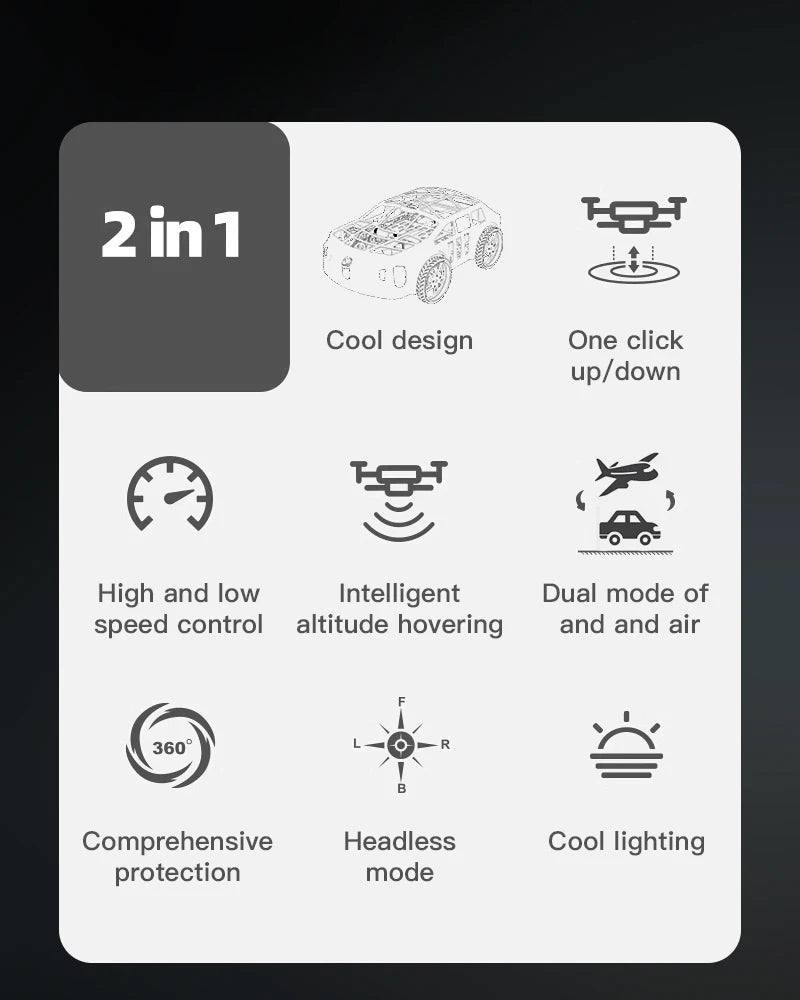 PRO RC Car 2-In-1 Air-Ground Flying 2.4GHz RC Quadcopter Headless Mode With Electric Aerial Vehicle Mini Dron Toys