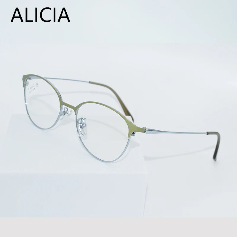 Retro Cat Eye Butterfly Eyewear Ultra Light Alloy Spectacle Optical Prescription Glasses Frames