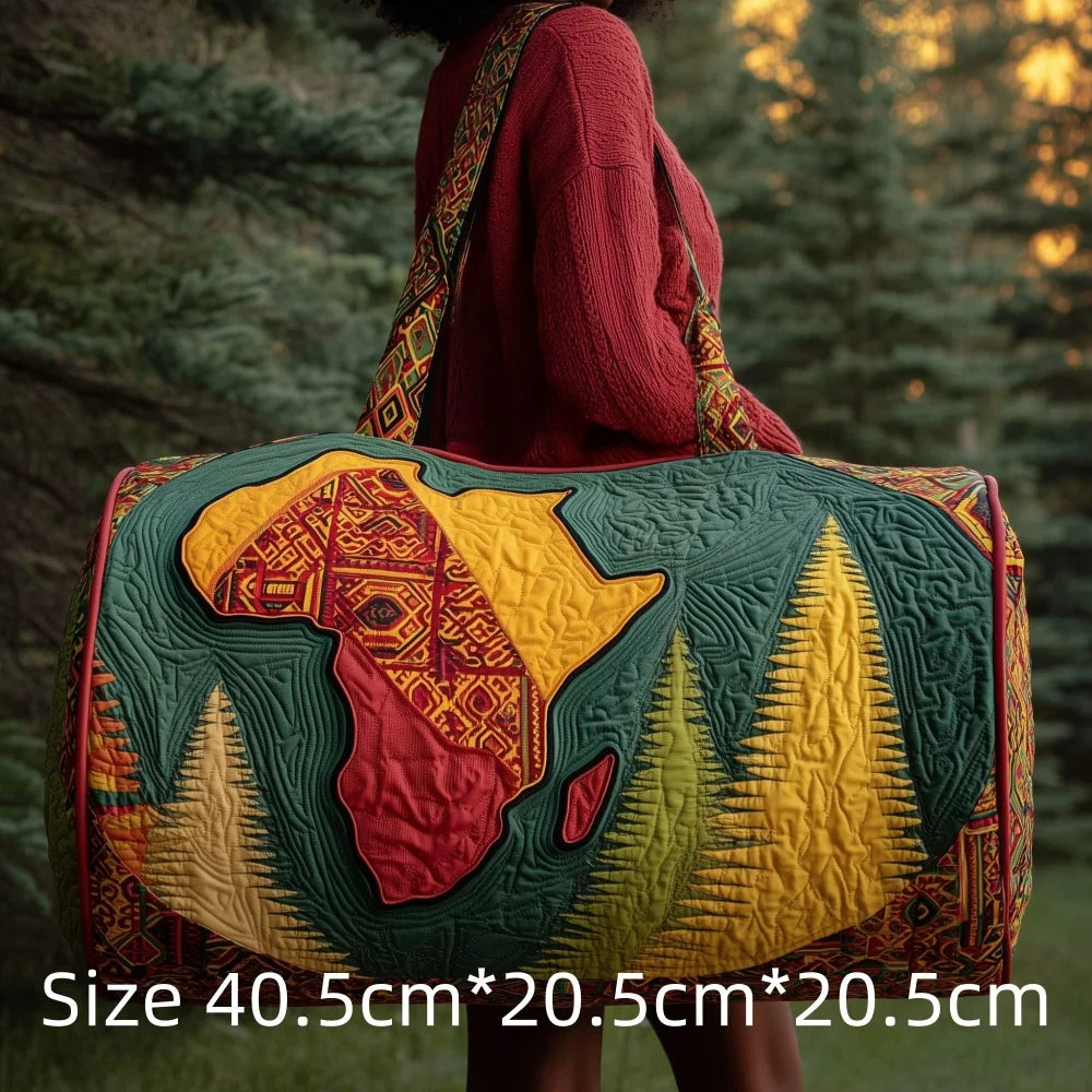 3D Quilted Africa Travel Bag for Women Boho Weekender Bag with African Women Map Print Carry on Luggage Unique Festival Bags