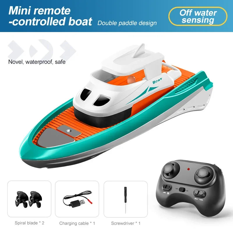 Mini Rc Boat 1/32 Radio Remote Controlled High Speed Ship with Led Light Palm Boat Summer Water Toy Pool Toys Models Gifts