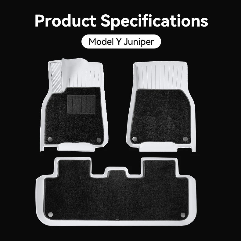 TPE Floor Mats Set with Metal Pedals for Tesla Model Y Juniper Integrated Trunk Liner All Weather Protection