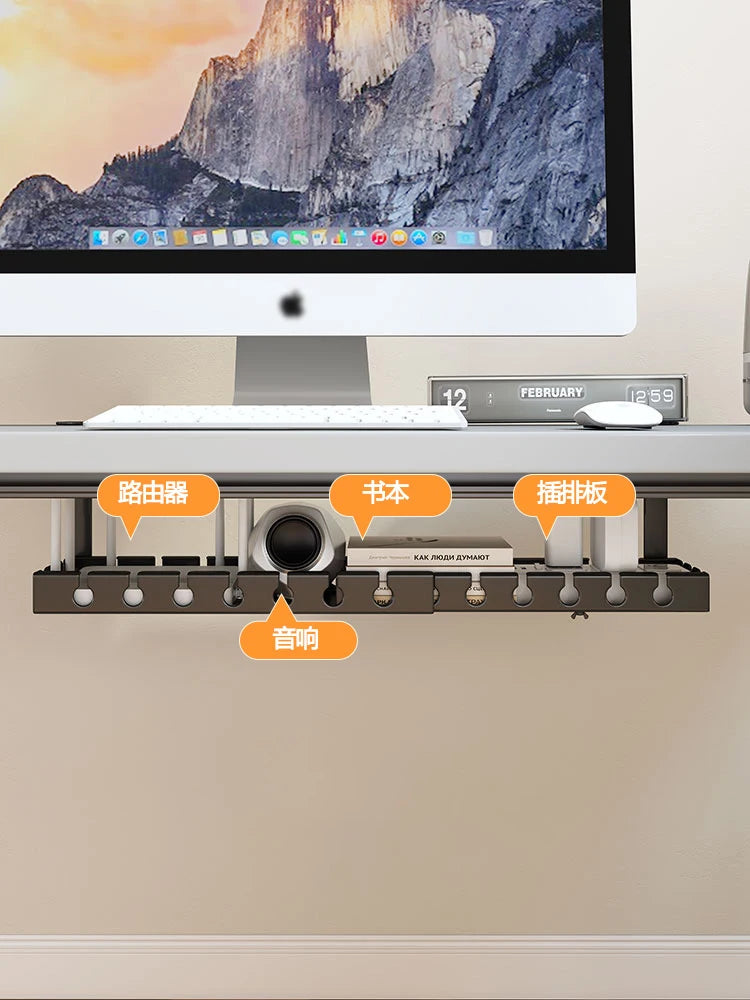Under Desk Cable Management Tray, Extendable Sturdy Steel Under Desk Cord Hider Raceway,Power Strip Cord Holder Wire Management
